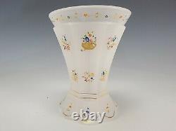 Antique c1840 Annathal Bohemian Opaline Enameled Glass Beaker Vase