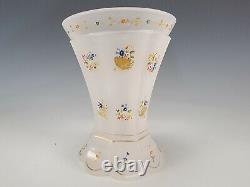 Antique c1840 Annathal Bohemian Opaline Enameled Glass Beaker Vase