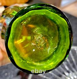 Antique c1880 VICTORIAN RUBENA VERDE ART GLASS TABLE VASES Amethyst Green PAIR 2 Antique c1880 VICTORIAN RUBENA VERDE ART GLASS TABLE VASES Amethyst Green PAIR 2