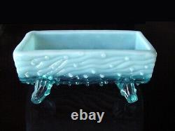 Antique ca 1905 NORTHWOOD BLuE OpaLeSceNT Novelty Town Pump Vase & Trough Dish