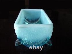 Antique ca 1905 NORTHWOOD BLuE OpaLeSceNT Novelty Town Pump Vase & Trough Dish