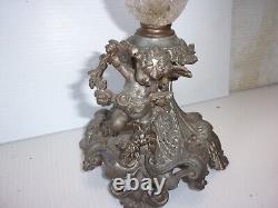 Antique cherub art cranberry glass tulip vase victorian