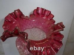 Antique cherub art cranberry glass tulip vase victorian