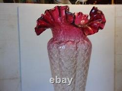 Antique cherub art cranberry glass tulip vase victorian