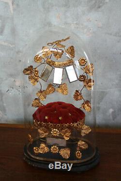 Antique french wedding glass dome victorian globe XIX bridal Globe de mariee