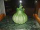 Antique Rare Green Satin Art Glass Vase Melon Gourd Onion Form Blown Victorian