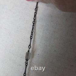 Antique victorian art deco lingerie necklace czech glass AB sterling silver 42in