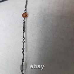 Antique victorian art deco lingerie necklace czech glass AB sterling silver 42in
