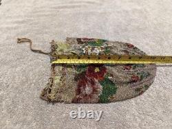 AntiqueFlapper ART DECO Art Nouveau GLASS HAND BEADED Purse BAG FLORAL VICTORIAN