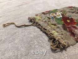 AntiqueFlapper ART DECO Art Nouveau GLASS HAND BEADED Purse BAG FLORAL VICTORIAN