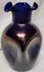 Antiwue Loetz Cobalt Blue Iridescent Glass Dimple Vase Quatrafoil Lip 1900s