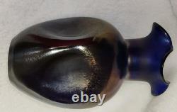 Antiwue LOETZ Cobalt Blue IRIDESCENT GLASS Dimple Vase Quatrafoil Lip 1900S Antiwue LOETZ Cobalt Blue IRIDESCENT GLASS Dimple Vase Quatrafoil Lip 1900S