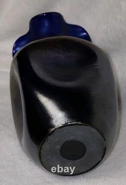 Antiwue LOETZ Cobalt Blue IRIDESCENT GLASS Dimple Vase Quatrafoil Lip 1900S Antiwue LOETZ Cobalt Blue IRIDESCENT GLASS Dimple Vase Quatrafoil Lip 1900S