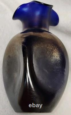 Antiwue LOETZ Cobalt Blue IRIDESCENT GLASS Dimple Vase Quatrafoil Lip 1900S Antiwue LOETZ Cobalt Blue IRIDESCENT GLASS Dimple Vase Quatrafoil Lip 1900S
