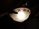 Antq Embossed Glass Dome Shade Chain Chandelier Fixture Victorian Art Deco Puffy