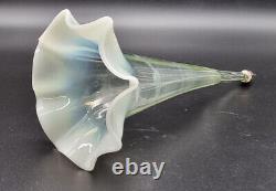 Antq Victorian Vaseline/uranium/opaline Glass Epergne Flute/bud Vase France/1880