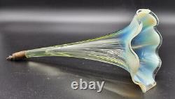 Antq Victorian Vaseline/uranium/opaline Glass Epergne Flute/bud Vase France/1880