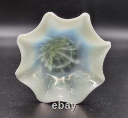 Antq Victorian Vaseline/uranium/opaline Glass Epergne Flute/bud Vase France/1880