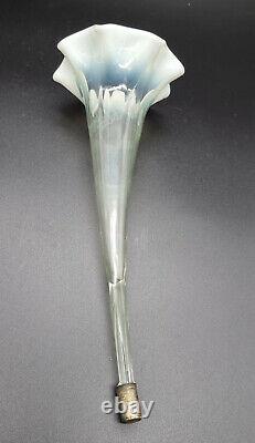 Antq Victorian Vaseline/uranium/opaline Glass Epergne Flute/bud Vase France/1880