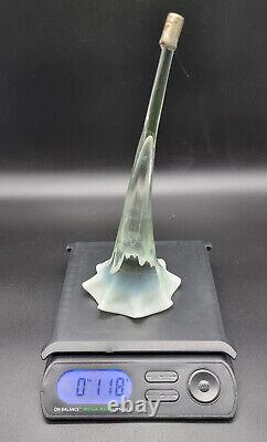 Antq Victorian Vaseline/uranium/opaline Glass Epergne Flute/bud Vase France/1880