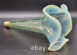 Antq Victorian Vaseline/uranium/opaline Glass Epergne Flute/bud Vase Italy C1860