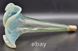 Antq Victorian Vaseline/uranium/opaline Glass Epergne Flute/bud Vase Italy C1860