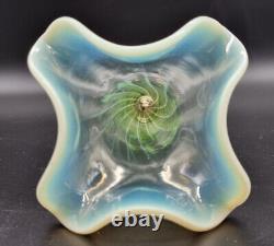 Antq Victorian Vaseline/uranium/opaline Glass Epergne Flute/bud Vase Italy C1860