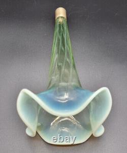 Antq Victorian Vaseline/uranium/opaline Glass Epergne Flute/bud Vase Italy C1860