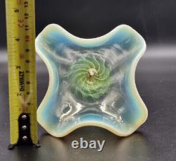 Antq Victorian Vaseline/uranium/opaline Glass Epergne Flute/bud Vase Italy C1860