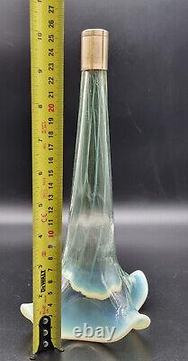 Antq Victorian Vaseline/uranium/opaline Glass Epergne Flute/bud Vase Italy C1860