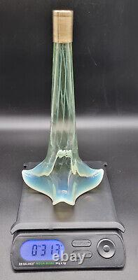 Antq Victorian Vaseline/uranium/opaline Glass Epergne Flute/bud Vase Italy C1860