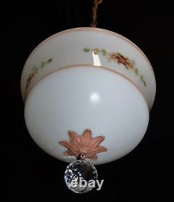 Art Deco Antique Pendant Swag Cherub Glass Shade Ceiling Fixture Chandelier