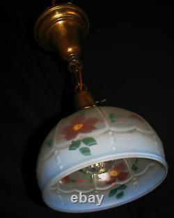 Art Deco Antique Pendant Swag Glass Shade Slip Ceiling Light Fixture Chandelier