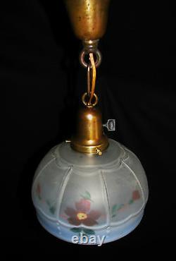 Art Deco Antique Pendant Swag Glass Shade Slip Ceiling Light Fixture Chandelier