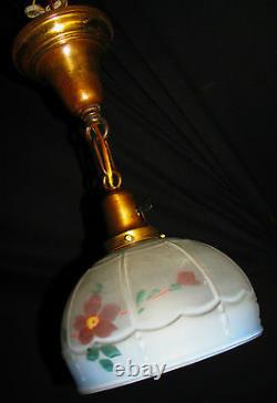 Art Deco Antique Pendant Swag Glass Shade Slip Ceiling Light Fixture Chandelier