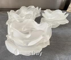 Art Deco Depression Glass Vase Victorian. X 4 Frosted glass tulip lampshade