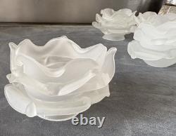 Art Deco Depression Glass Vase Victorian. X 4 Frosted glass tulip lampshade