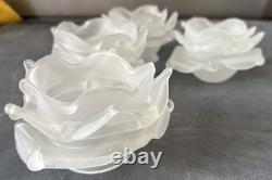 Art Deco Depression Glass Vase Victorian. X 4 Frosted glass tulip lampshade