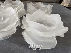 Art Deco Depression Glass Vase Victorian. X 4 Frosted glass tulip lampshade