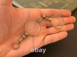 Art Deco Gold Filled Pendant Lorgnette Folding Opera Glasses Spectacles c. 1920's