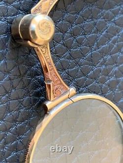 Art Deco Gold Filled Pendant Lorgnette Folding Opera Glasses Spectacles c. 1920's