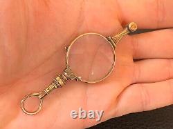 Art Deco Gold Filled Pendant Lorgnette Folding Opera Glasses Spectacles c. 1920's