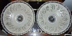 Art Deco Victorian Ceiling Light Fixture Chandelier Ornate Glass 15 Shade Pair