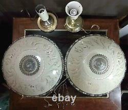 Art Deco Victorian Ceiling Light Fixture Chandelier Ornate Glass 15 Shade Pair