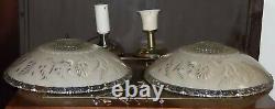 Art Deco Victorian Ceiling Light Fixture Chandelier Ornate Glass 15 Shade Pair