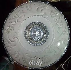 Art Deco Victorian Ceiling Light Fixture Chandelier Ornate Glass 15 Shade Pair