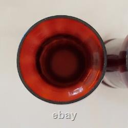 Art Glass Mary Gregory Vases Pair Victorian Enameled Red / Cranberry 9½T Vtg