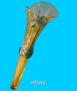 Art Glass Tussie Mussie Posey Posy Holder Vase Insert Painted Flower (#J1264)