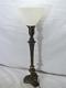 Art Nouveau Brass Table Lamp Organic Light Victorian Lighting Milk Glass Shade
