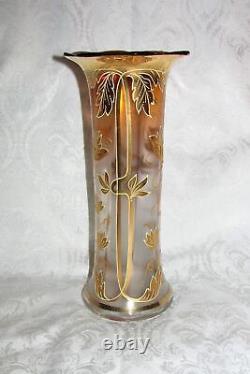Art Nouveau Enameled Glass Vase Late 19th Century